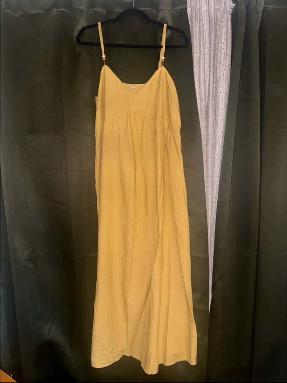 Sleeveless Mustard Yellow Maxi Dress with Spaghetti Straps